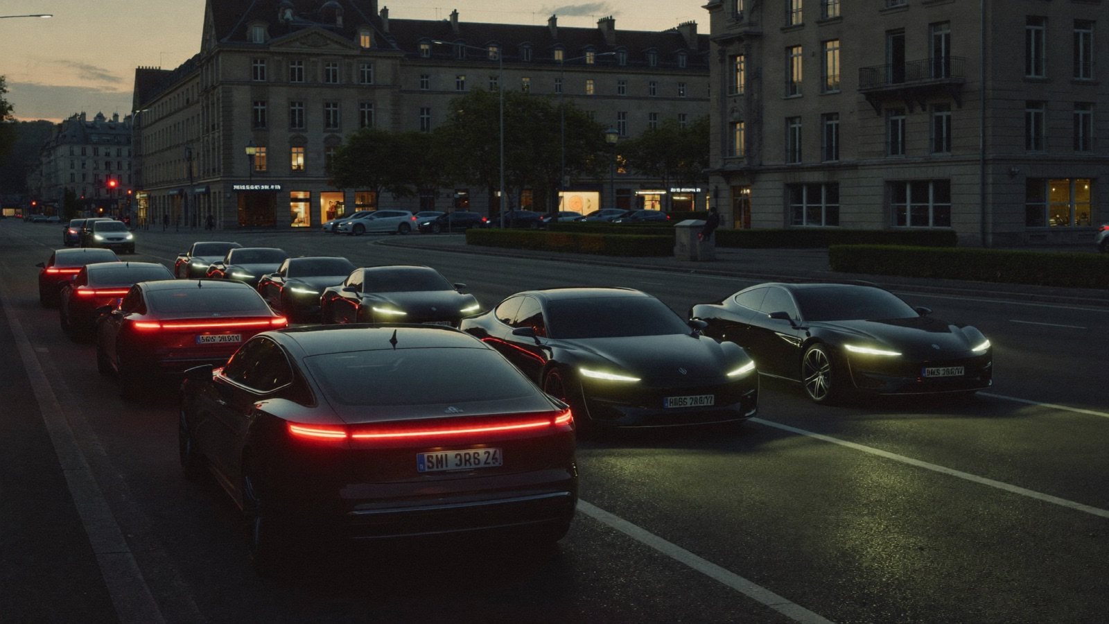 Mobilität im Wandel in der Schweiz mit Verbrenner und Elektroauto an einer Tankstelle der Zukunft